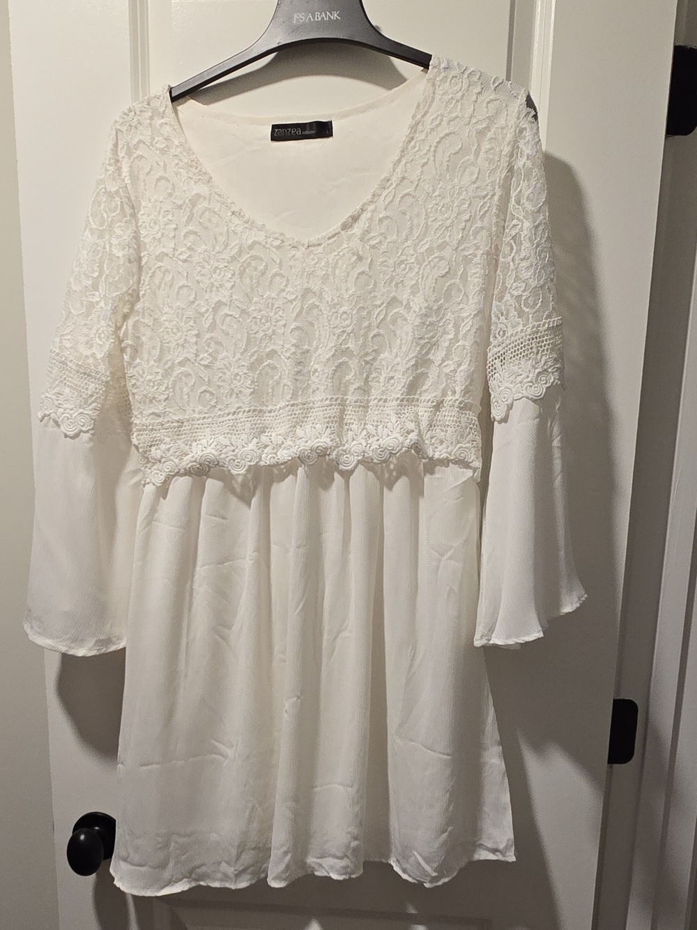 Zanzea White Lace Bodice Long Sleeve Dress